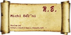 Michl Béni névjegykártya